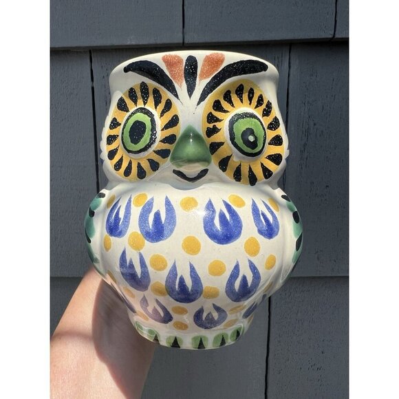 Vintage Handpainted talavera Owl Mug made in Mexico signed AI Gio pottery - Picture 1 of 11